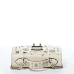 Women's Cream Off White Leather Crossbody Bag - SUSU Hollywood Studded Mini Purse - Diazza