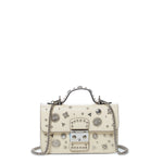Women's Cream Off White Leather Crossbody Bag - SUSU Hollywood Studded Mini Purse - Diazza