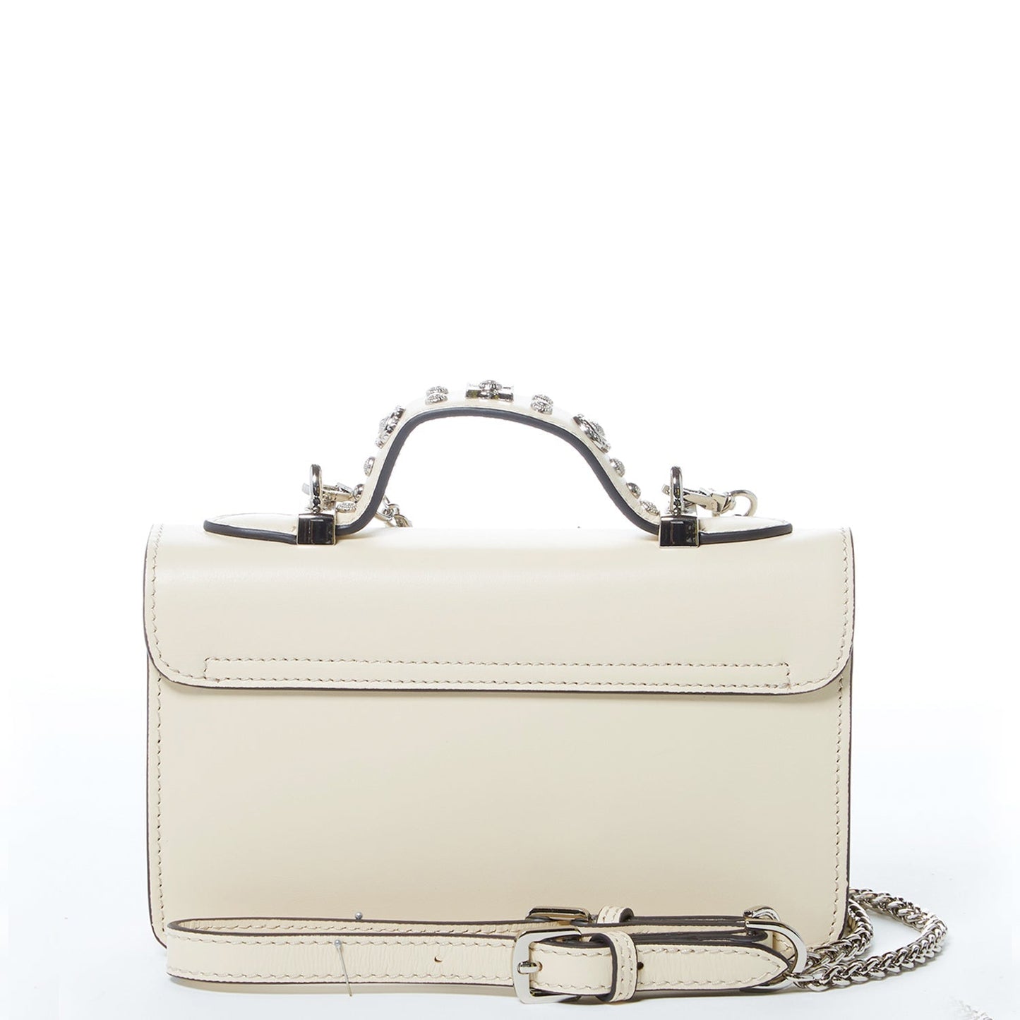 Women's Cream Off White Leather Crossbody Bag - SUSU Hollywood Studded Mini Purse - Diazza
