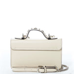Women's Cream Off White Leather Crossbody Bag - SUSU Hollywood Studded Mini Purse - Diazza