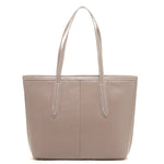 Women's Dark Dune Leather Shoulder Bag - SUSU Ludlow Studded Tote with Zipper - Diazza