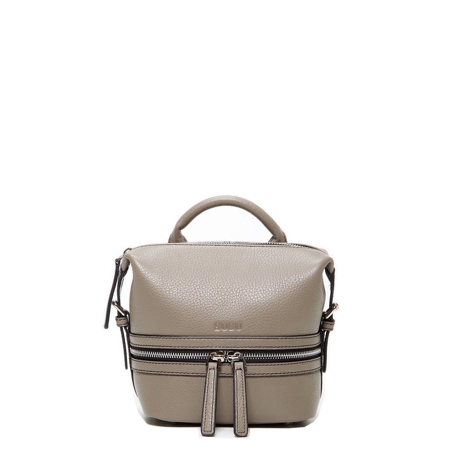 Women's Gray Leather Convertible Backpack - SUSU Ashley Medium with Pockets - Diazza