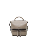 Women's Gray Leather Convertible Backpack - SUSU Ashley Medium with Pockets - Diazza