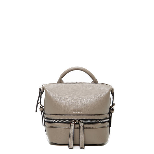 Women's Gray Leather Convertible Backpack - SUSU Ashley Medium with Pockets - Diazza