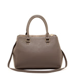 Women's Gray Leather Satchel Bag - SUSU Chloe Large Handbag with Crossbody Strap - Diazza
