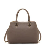 Women's Gray Leather Satchel Bag - SUSU Chloe Large Handbag with Crossbody Strap - Diazza