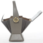Women's Grey Leather Bucket Bag - SUSU Amber Crossbody Purse with Handle - Diazza