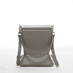 Women's Grey Leather Bucket Bag - SUSU Amber Crossbody Purse with Handle - Diazza