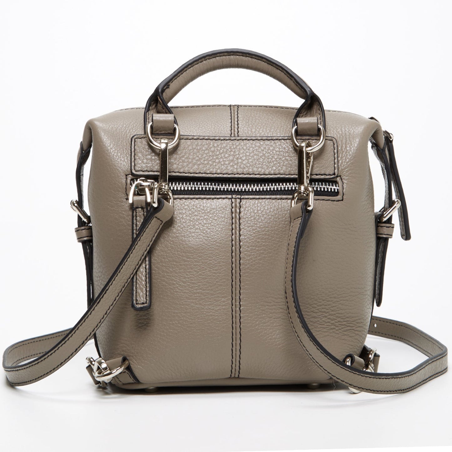 Women's Grey Leather Convertible Backpack - SUSU 3 - in - 1 Crossbody Purse - Diazza