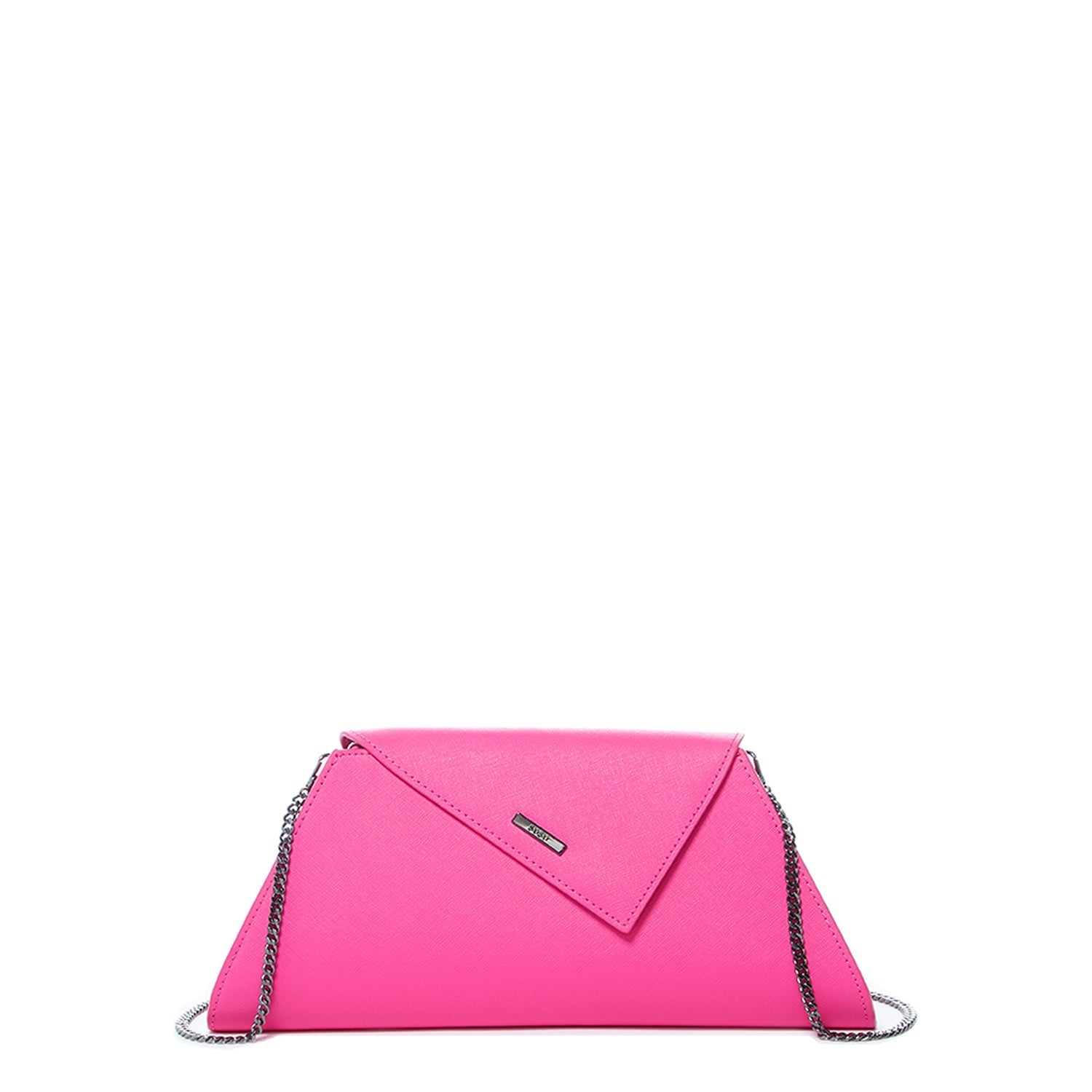 Women's Hot Pink Leather Clutch Bag - SUSU Evening Crossbody Purse with Chain - Diazza