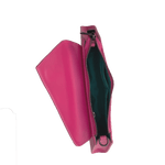 Women's Hot Pink Leather Clutch Bag - SUSU Evening Crossbody Purse with Chain - Diazza