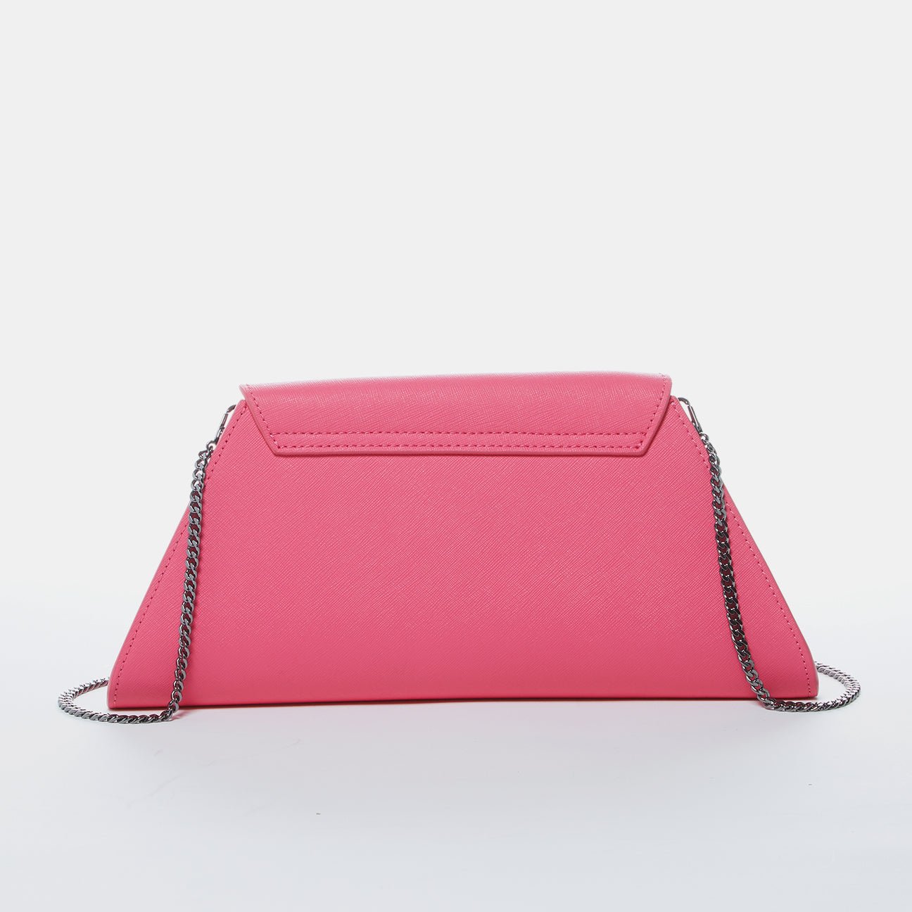 Women's Hot Pink Leather Clutch Bag - SUSU Evening Crossbody Purse with Chain - Diazza