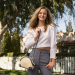 Women's Ivory Leather Crossbody Bag - SUSU Coco Pebbled Leather Handbag 11.5x7.2x3.5 inches - Diazza