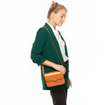 Women's Light Brown Leather Crossbody Bag - SUSU Nanah Vintage Camera Style Purse - Diazza