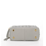 Women's Light Gray Weave Leather Crossbody Purse - Kayla Italian Leather Handbag - Diazza