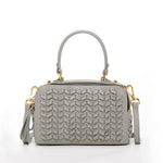 Women's Light Gray Weave Leather Crossbody Purse - Kayla Italian Leather Handbag - Diazza