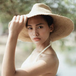 Women's Natural Jute Sun Hat - RIRI Handwoven Straw Hat 6 Inch Brim - Diazza
