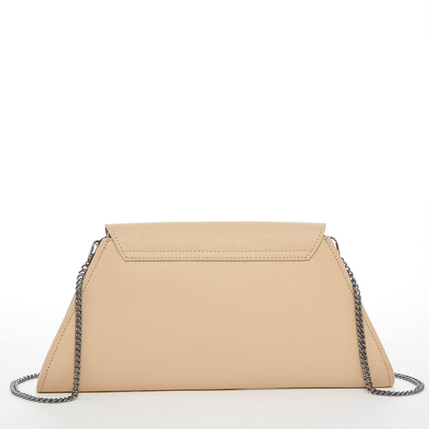 Women's Nude Beige Leather Clutch Bag - SUSU Evening Crossbody Purse with Chain - Diazza