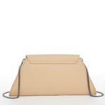 Women's Nude Beige Leather Clutch Bag - SUSU Evening Crossbody Purse with Chain - Diazza