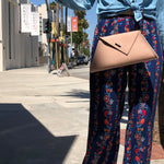 Women's Nude Beige Leather Clutch Bag - SUSU Evening Crossbody Purse with Chain - Diazza