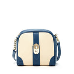 Women's Off White Blue Leather Small Crossbody Bag - SUSU Chain Strap Purse - Diazza