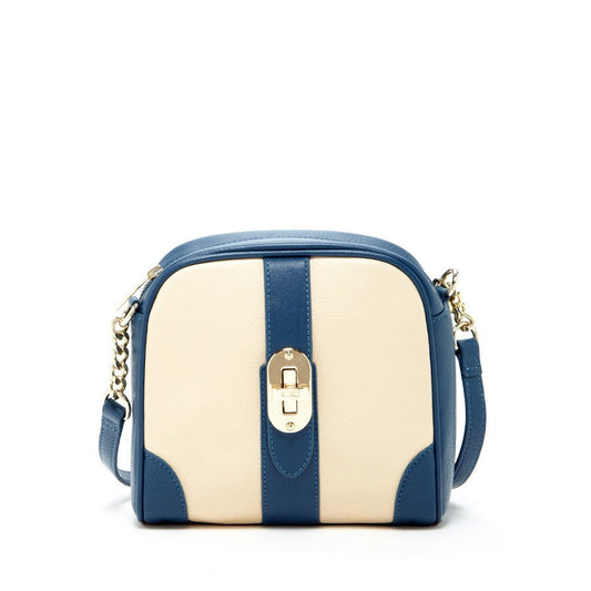 Women's Off White Blue Leather Small Crossbody Bag - SUSU Chain Strap Purse - Diazza