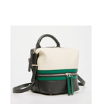 Women's Off White Green Black Leather Convertible Backpack - SUSU Ashley Medium Purse - Diazza