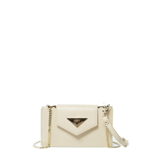 Women's Off White Leather Mini Crossbody Bag - SUSU Mary Wristlet Purse - Diazza