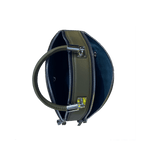 Women's Olive Green Leather Circle Crossbody Bag - Kiss Half Moon Shape Purse - Diazza