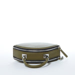 Women's Olive Green Leather Circle Crossbody Bag - Kiss Half Moon Shape Purse - Diazza