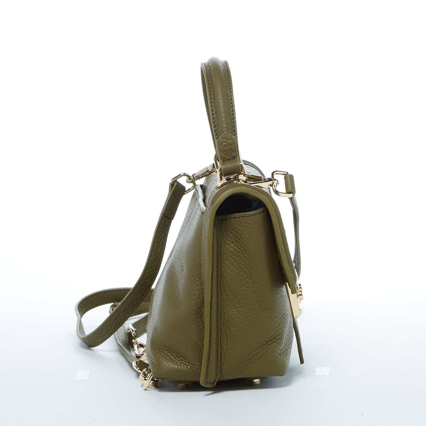 Women's Olive Green Leather Convertible Backpack - SUSU Linda Crossbody Purse - Diazza