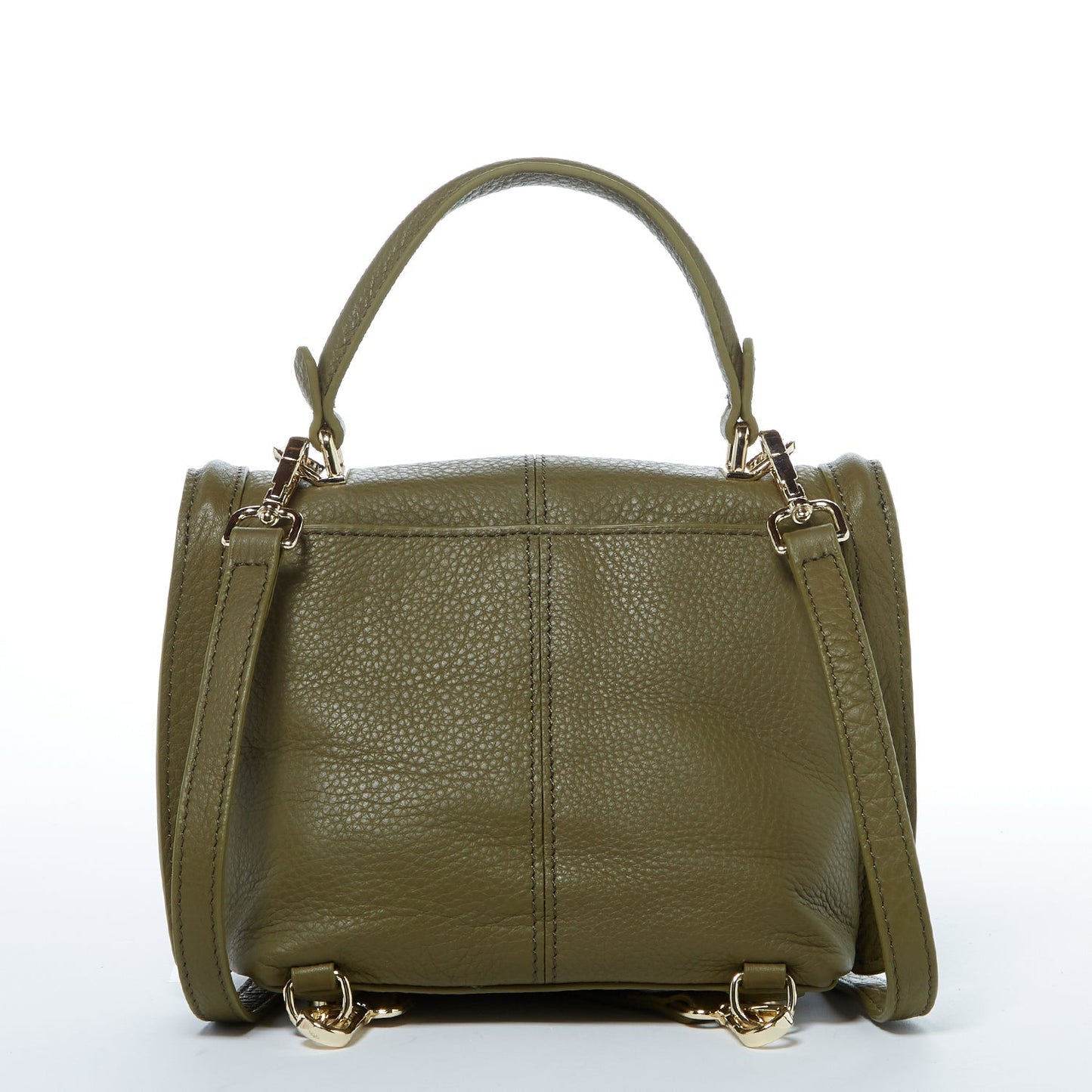 Women's Olive Green Leather Convertible Backpack - SUSU Linda Crossbody Purse - Diazza