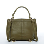 Women's Olive Green Leather Convertible Backpack - SUSU Linda Crossbody Purse - Diazza