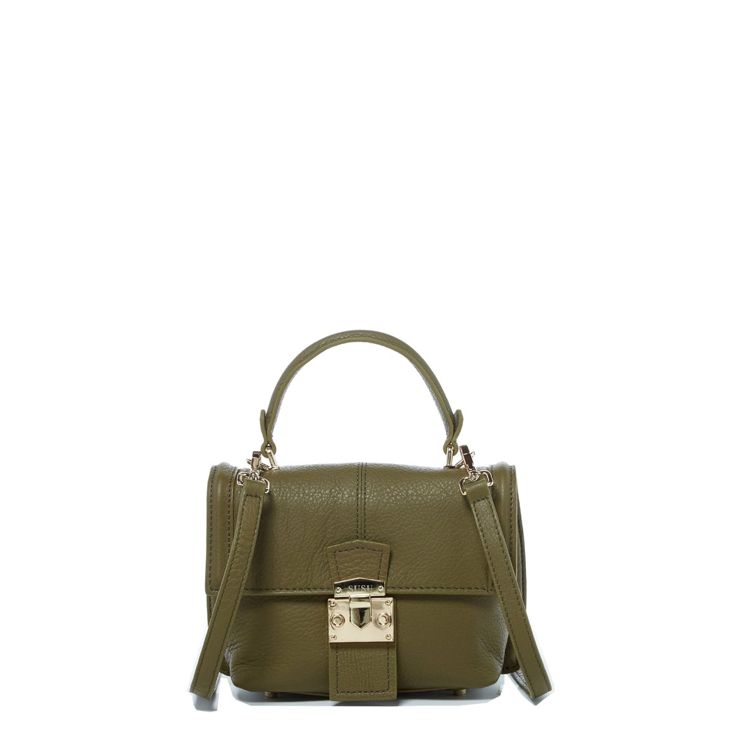 Women's Olive Green Leather Convertible Backpack - SUSU Linda Crossbody Purse - Diazza