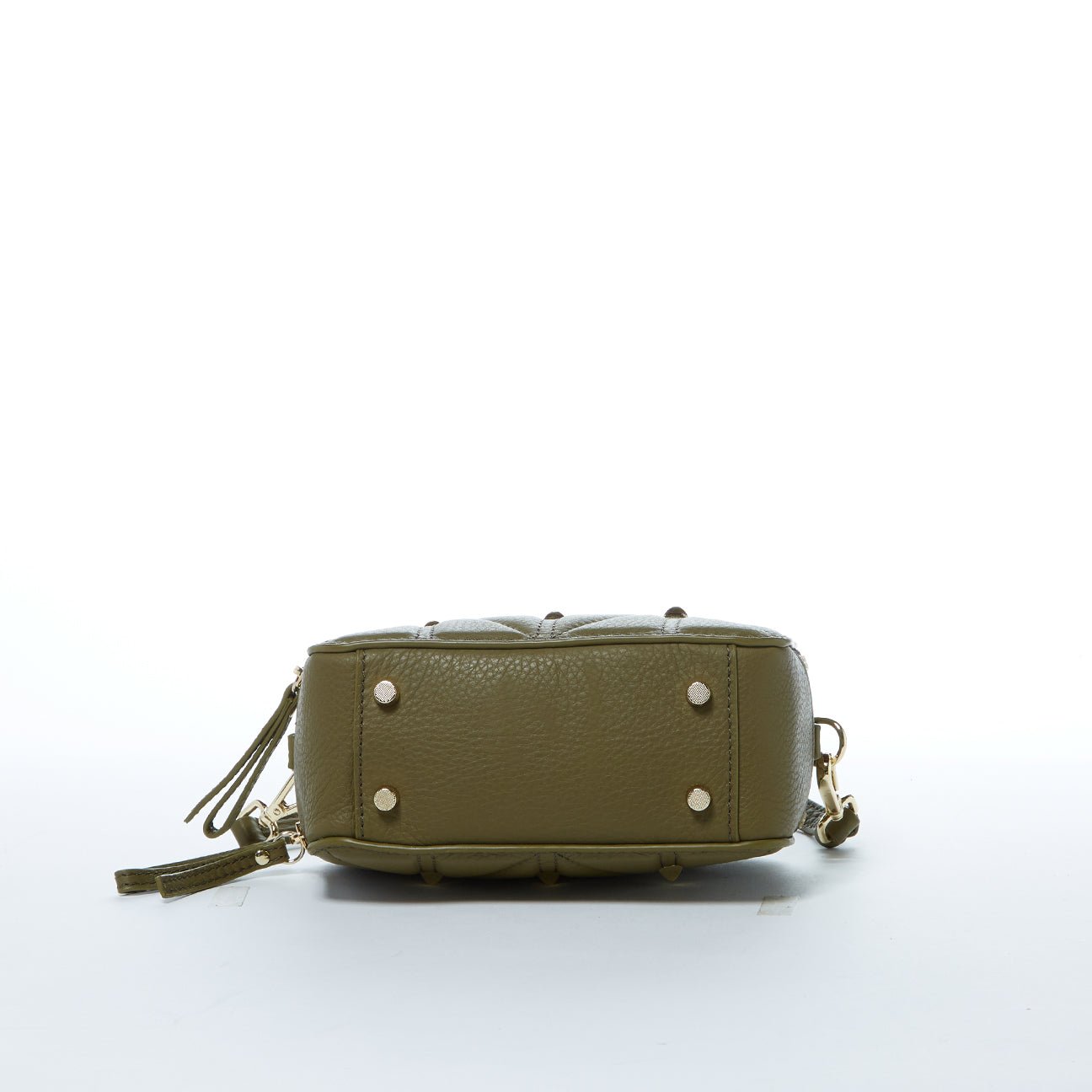 Women's Olive Green Quilted Leather Small Crossbody Bag - SUSU Taylor Studded Purse - Diazza