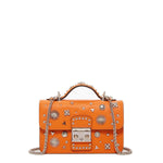 Women's Orange Studded Leather Small Crossbody Bag - SUSU Hollywood Purse - Diazza