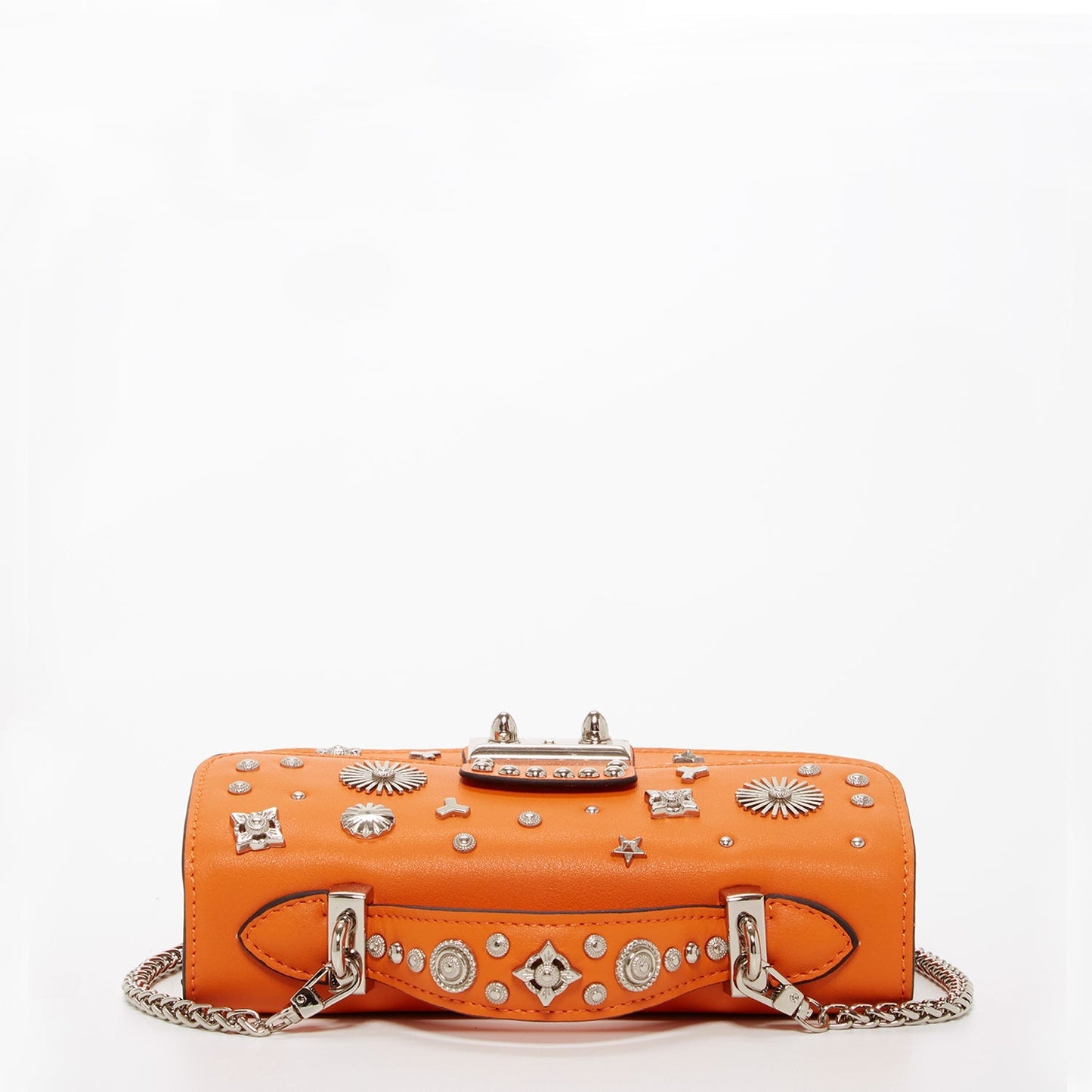 Women's Orange Studded Leather Small Crossbody Bag - SUSU Hollywood Purse - Diazza