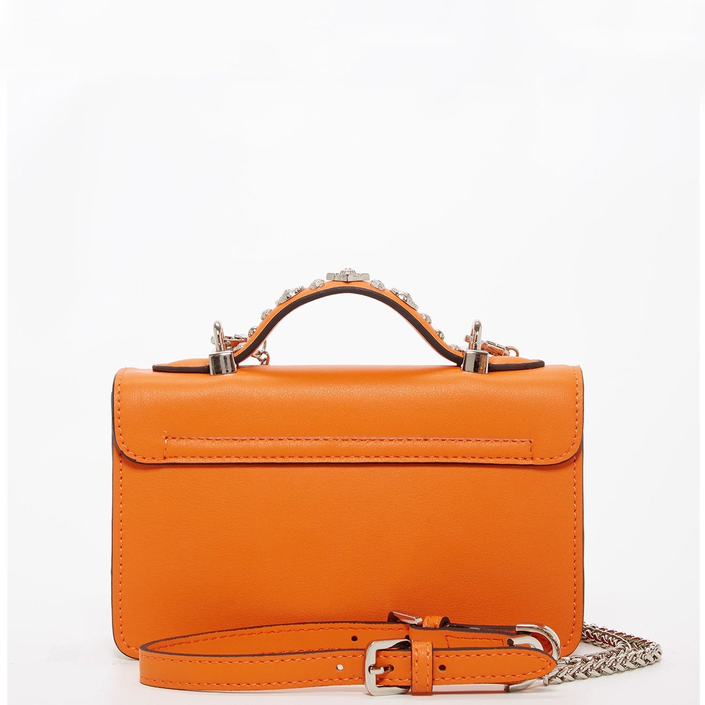 Women's Orange Studded Leather Small Crossbody Bag - SUSU Hollywood Purse - Diazza
