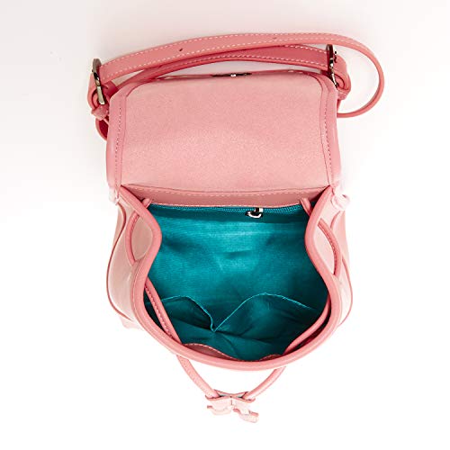Women's Pink Leather Backpack - Nicole Drawstring Backpack with Adjustable Straps - Diazza