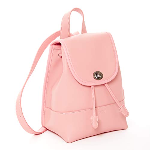 Women's Pink Leather Backpack - Nicole Drawstring Backpack with Adjustable Straps - Diazza