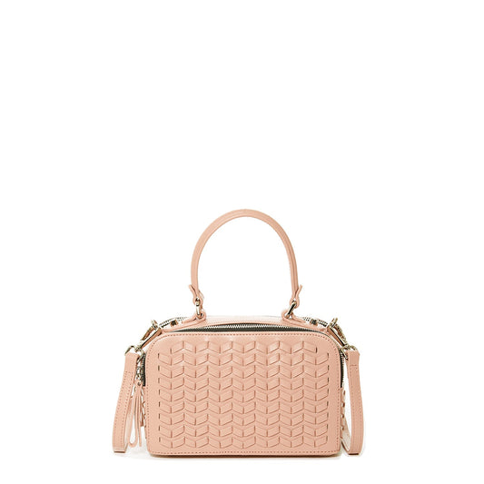 Women's Pink Woven Leather Crossbody Bag - SUSU Kayla Designer Handbag - Diazza