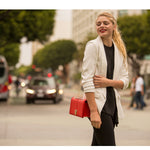 Women's Red Leather Chain Shoulder Bag - SUSU Josie Medium Crossbody Purse - Diazza