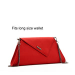 Women's Red Leather Clutch Bag - SUSU Evening Crossbody Purse with Chain - Diazza