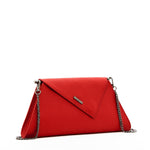 Women's Red Leather Clutch Bag - SUSU Evening Crossbody Purse with Chain - Diazza