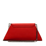 Women's Red Leather Clutch Bag - SUSU Evening Crossbody Purse with Chain - Diazza