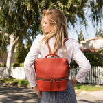 Women's Red Leather Convertible Backpack - SUSU Ashley Crossbody Purse - Diazza