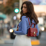 Women's Red Leather Convertible Backpack - SUSU Linda Crossbody Purse - Diazza