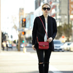 Women's Red Leather Crossbody Bag - SUSU Nanah Camera Bag Style 7.3x5.7x2.5 inches - Diazza