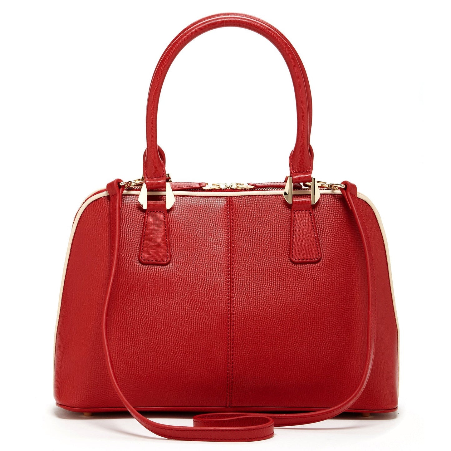 Women's Red Saffiano Leather Satchel Bag - SUSU Melissa Dome - Shaped Handbag - Diazza