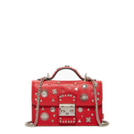Women's Red Studded Leather Crossbody Bag - SUSU Hollywood Mini Purse - Diazza